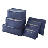 Kit De Organizador Necessaire Mala De Viagem 6 Peças Prático Cor Azul escuro