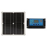 Kit De Painel Solar De RV - Bateria Monocristalina De 12W- Módulo De Regulamentação De Tensão Adaptativa- Controlador De Carga Inteligente -30a-