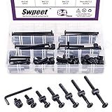 Kit De Parafusos De Berço Swpeet M6 Preto × 20 30 40 50 60 70 80 Mm  Tampa Sextavada Para Berço E Porcas Com 1 Chave Allen Perfeita Para Móveis  Berços  Parafusos De Berço