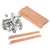 Kit De Pavios De Madeira Com Base Metálica Para Velas- 50 Peças