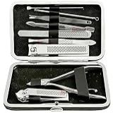 Kit De Pedicure E Manicure- Kit De Beleza E Cuidados Profissionais Aço Inoxidável- Alicate De Cuticula- Cortador De Unhas Pé E Mão- Espatulas- Pinça Sobrancelha- Cureta Removedor De Espinha E Cravo E Limpador De Ouvido Mimi Kaki - Com Estojo De Luxo