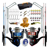 Kit De Pesca 2 Varas 1 80m 2 Molinetes 3 rolamentos