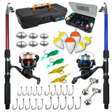 Kit De Pesca Barato 2 Varas 1 8m 2 Molinetes E Acessórios