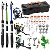 Kit De Pesca Completo- 3 Varas Com Molinetes- Estojo- Bóias- Anzóis- Iscas E Chumbadas