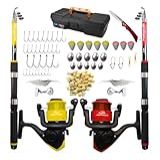 Kit De Pesca Completo Com 2 Varas Telescópicas- 2 Molinetes- Anzóis- Boias- Chumbadas E Acessórios