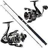 KIT DE PESCA PESADA MOLINETE 5000 15 ROLAMENTOS VARA MACIÇA 1-80M 40LB - 2 PARTES