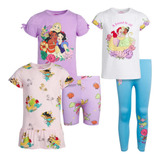 Kit De Pijamas Princesas 5 Peças Importado Pronta Entrega