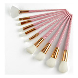 Kit De Pincéis De Maquiagem Unicórnio Rosa E Branco