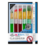 Kit De Pincéis Para Crianças Bk203 Royal Langnickel 24 Un Cerdas Vermelho