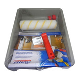 Kit De Pintura 3 Peças Bandeja Rolo Lã Baixo 23cm Cabo Roma