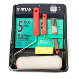 Kit De Pintura Atlas At1002 De 5 Peças Pincel Rolo Bandeja