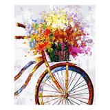 Kit De Pintura Cesta Flores Bicicleta, Pintura Óleo Digital