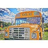 Kit De Pintura De Arte De Diamante Para Adultos ônibus Escolar ônibus Antigo Por Números Arte De Parede Decoração De Casa Tela 30 X 40 Cm 