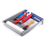 Kit De Pintura De Paredes Rolo Bandeja Cabo Trincha Roma 