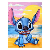 Kit De Pintura Diamante 5d Stitch Praia Disney 30x40cm Diy