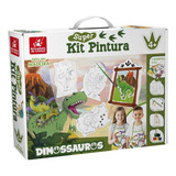Kit De Pintura Infantil Tela Desenho Cavalete Avental Tinta