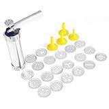 Kit De Pistola De Prensa De Biscoitos Aço Inoxidável Formas De Disco Conjunto De Biscoitos Máquina De Fazer Biscoitos Ferramentas De Decoração De Bolos Para Cozinha Doméstica Faça Você Mesmo 4 Bocais E 20 Moldes