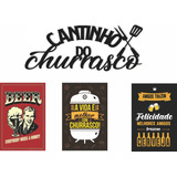 Kit De Placas Cantinho Do Churrasco Cerveja Área Boteco Bar
