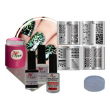 Kit De Placas E Carimbo Para Decoração De Unhas Apipila L