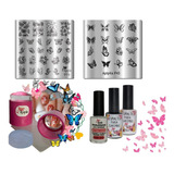 Kit De Placas E Carimbos De Unhas P43 P79 Borboletas