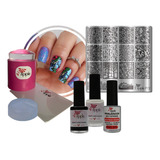 Kit De Placas Esmaltes E Carimbo Unhas Apipila P72 Flores