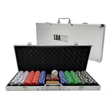 Kit De Poker Completo Com Maleta 500 Fichas E 5 Dados