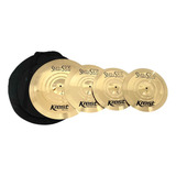 Kit De Pratos Bateria Krest Styllus 14 16 20 Bronze B20 Bag