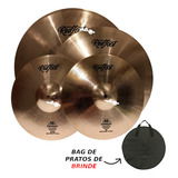 Kit De Pratos De Bateria Completo Red Foot B8 Com Bag E Nota