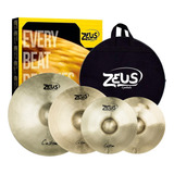 Kit De Pratos Zeus Custom Set C Hi hat 14 Crash 16 Ride 20