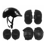 Kit De Proteção 7 Peças Capacete P/ Skate Patins Preto