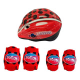 Kit De Proteção Miraculous Ladybug Com Capacete Multikids