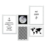 Kit De Quadros Decorativos Parede Sala Quarto Frases Mapa Fé