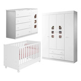 Kit De Quarto Infantil Berço Americano Cômoda Guarda Roupa