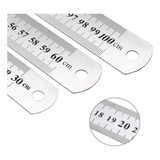 Kit De Réguas 30 Cm 60 Cm 1 Metro Metal Aço Inox