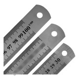 Kit De Réguas Aço Inox 30 Cm 60 Cm E 1 Metro