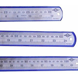 Kit De Réguas Escala Aço Inox 30 60 100 Cm Transferidor