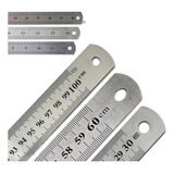 Kit De Réguas Metal Aço Inox 30 Cm 60 Cm E 1 Metro