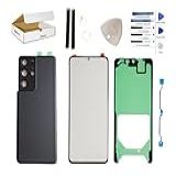 Kit De Reparo De Tela MD0410 Compatível Com Samsung Galaxy S21 Ultra 5G G998 - Lente De Vidro Externa Frontal - Caixa Traseira Da Porta Traseira Com Substituição Da Capa Da Lente Da Moldura Da Câmera