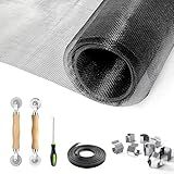 Kit De Reparo E Substituição De Porta De Tela De Janela- King-Charles Inclui Tela Preta 150 Cm X 269 Cm - 2 Rolos - 1-5 M Estrias - 8 Clipes - Gancho- Kit De Malha De Janela 6 Em 1- Rolo De Rolamento