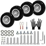 Kit De Substituição De Rodas De Bagagem- 4 Peças- Rodas De Poliuretano Com Rolamento- 3 Eixos De Tamanho Para A Maioria Das Malas De Viagem- 45 Mm