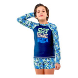 Kit De Sunga Boxer Infantil Com Blusa Proteção Uv 50 Várias
