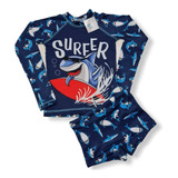 Kit De Sunga Com Blusa Térmica E Proteção Uv 50 Shark Area