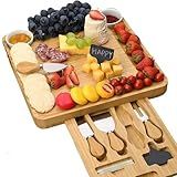 Kit De Tábuas De Queijo E Frios Bambu Petisqueira Facas Molheira De Porcelana Conjunto De Tábuas De Bambu Premium Ideal Para Presentes Petisqueira Para Frutas Azeitonas Queijos HYATTO HOME
