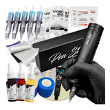 Kit De Tatuagem Máquina Pen Bateria Acoplada Profissional