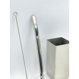 Kit De Tereré Copo Cuia Quadrada Inox Bomba V6 Slim Inox