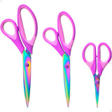 Kit De Tesouras Lorben Para Costura Precisão Três Tamanhos Cor Rosa