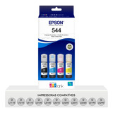 Kit De Tintas Com Preta Magenta Amarela Ciano Original Epson 544 Para Impressoras L1110 L3110 L3150 L5190