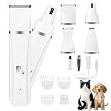 Kit De Tosquiadeira 4 Em 1 Para Cães- Cortador De Cabelo- Sem Fio- Recarregável- De Baixo Ruído- Inclui 4 Pentes Guia Branco Clássico