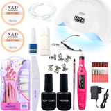 Kit De Unha Para Iniciantes Gel Completo Cabine Lixadeira