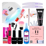 Kit De Unhas Polygel Pincel Prep Top Coat Molde F1 Completo